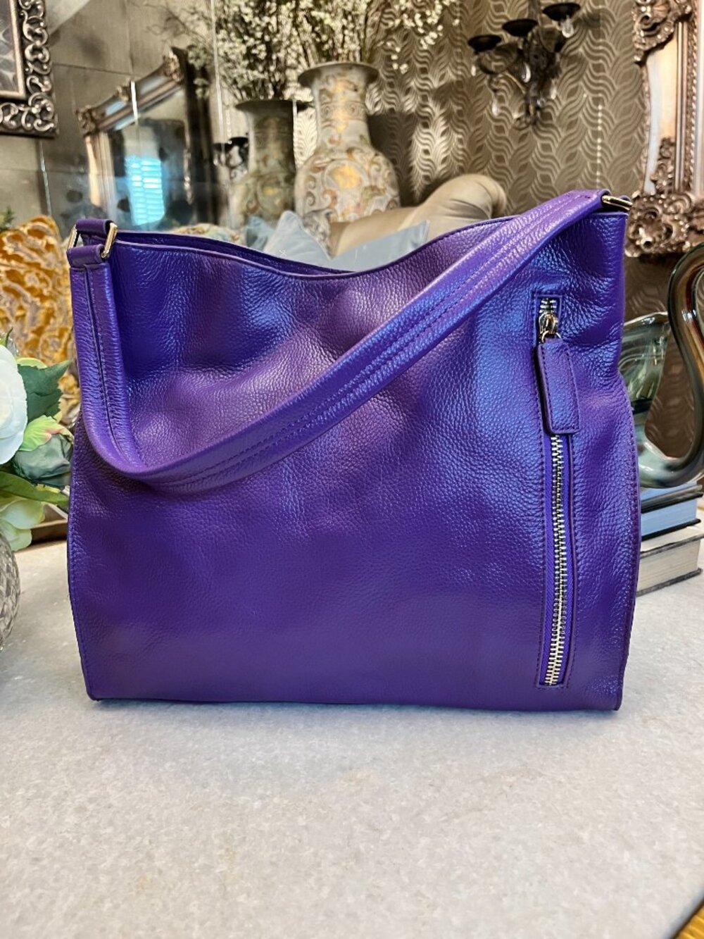 Tote Le Monde NEW purlpe leather Geneva shoulder tote